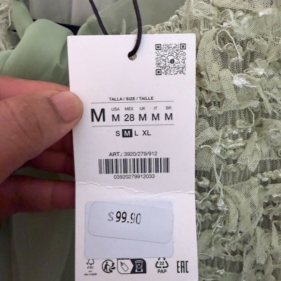 Zara Elegant Green Jacket with  Organza Bow - Picture 6 of 6